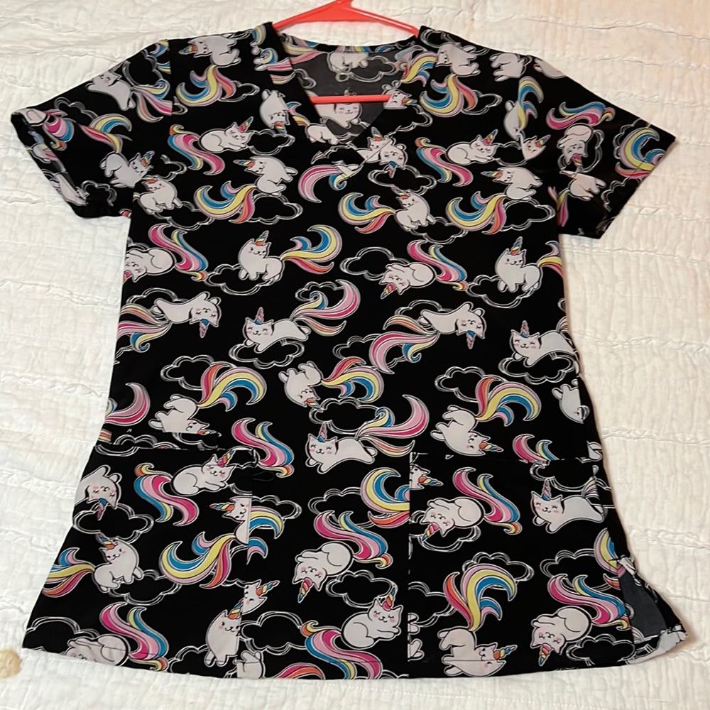 Unicorn cats scrub top